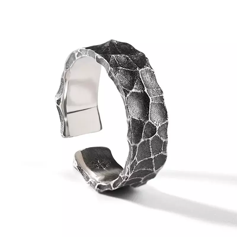 Роскошное популярное высококачественное крутое Стильное мужское кольцо в новом стиле серебряное Ретро Открытое нестандартной формы нишевой дизайн