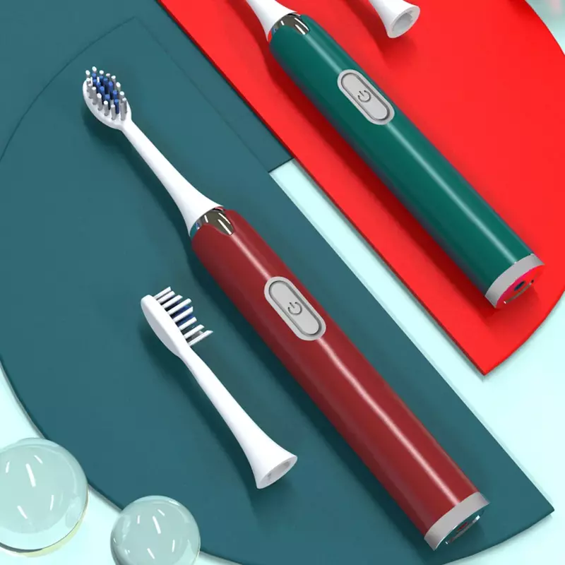 Escova de dentes elétrica automática para adultos Clareamento dos dentes com 3 cabeças de escova de substituição Bateria AA Escova de dentes sônica IPX7 impermeável