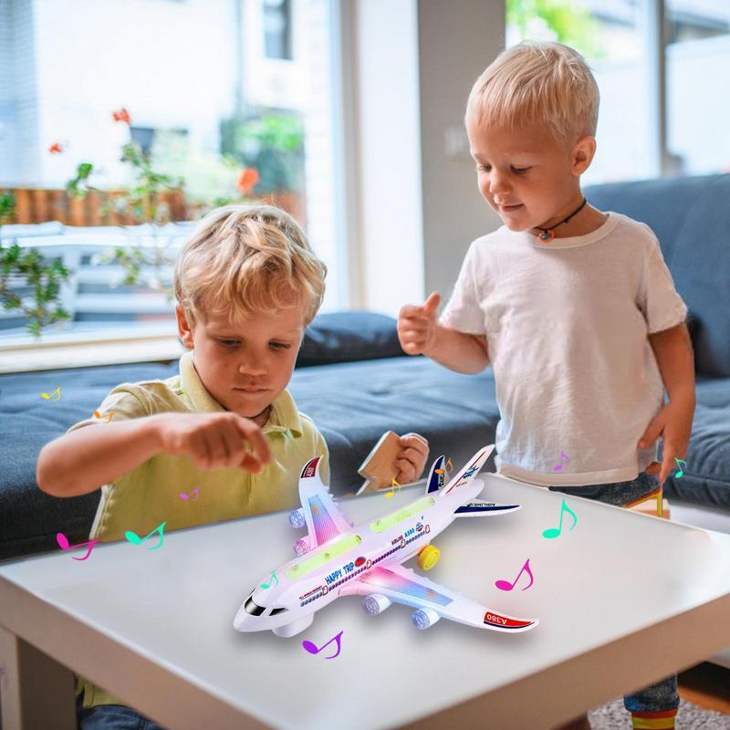 Juguetes de avión para niños pequeños, juguetes de avión con luces intermitentes y sonidos, modelo de avión ensamblado DIY, juguete eléctrico para niños, cumpleaños