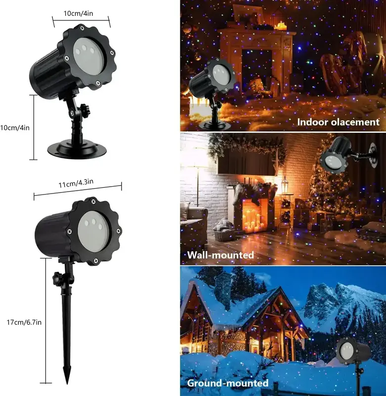 Proyector láser de estrellas estrelladas para exteriores, luces LED de luciérnaga de jardín con control remoto, resistente al agua IP65 para decoración de árbol de Navidad