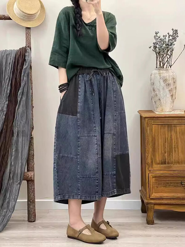 Max LuLu celana Denim perca model Korea, celana Denim Harajuku klasik, celana jins longgar kasual Vintage 2024, celana Denim desain tambal sulam musim panas untuk wanita