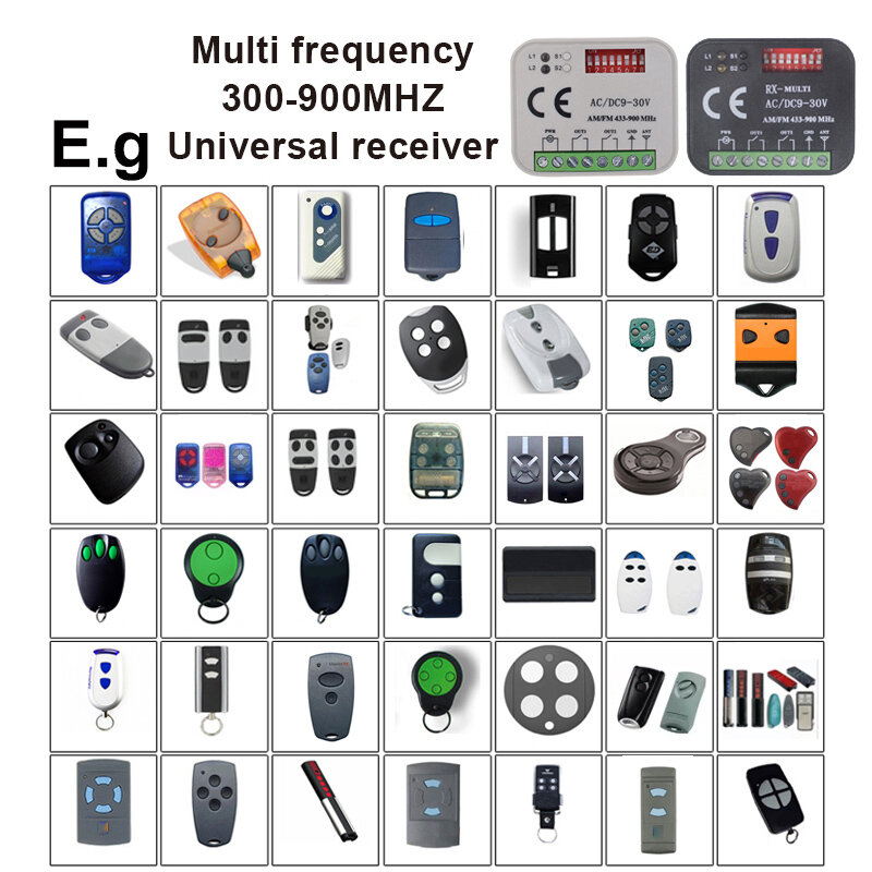 Universal RX Multi Frequency 300-868MHz Garage Door Remote Control Receiver 2 CH Controller Switch Opener For 433 868 MHz