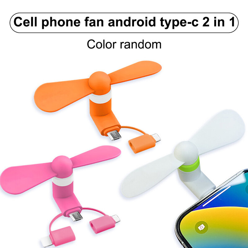 2 in 1 Micro Mini Fan Travel Portable Cell Phone Fan Cooling Fan Mobile Phone Cooler Fan for Android Type-C/Micro USB Port