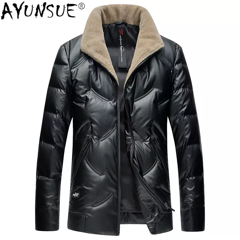 AYUNSUE – doudoune pour hommes, manteau d'hiver à la mode, 100% laine, col en fourrure, vêtements chauds et imperméables, LXR628