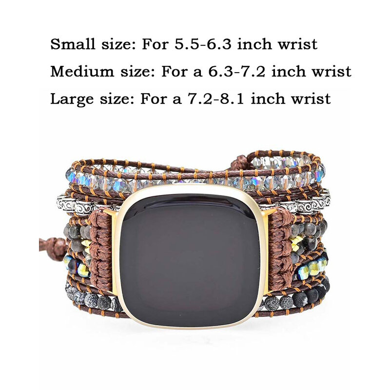 Natural Agate Gemstone Bracelet Band For Fitbit Versa 1/Versa 2/Versa 3/Versa 4 Strap Watch band For Fitbit Versa Lite/Sense 2