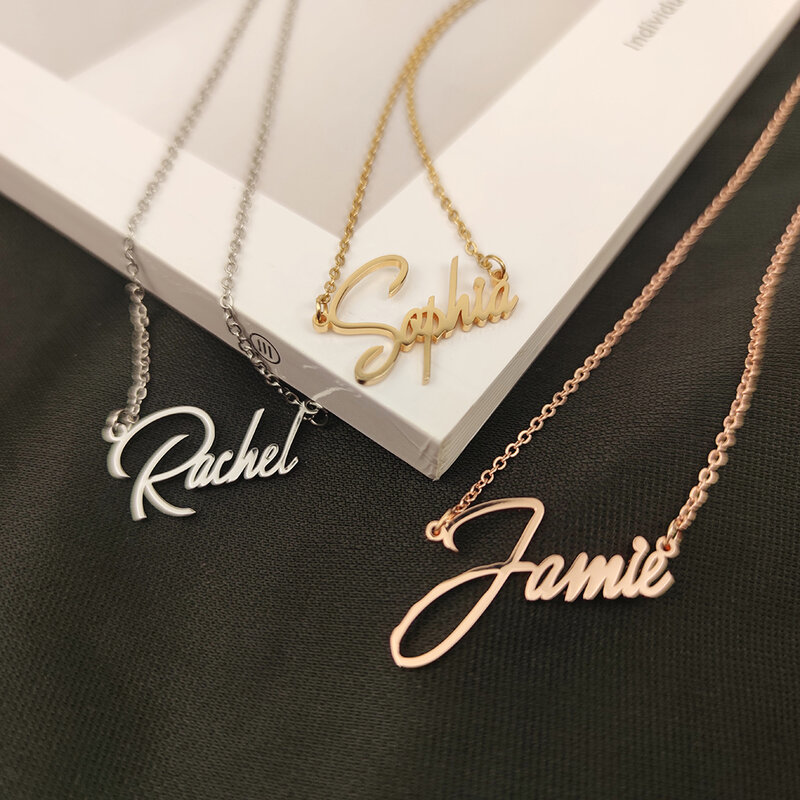 Custom Name Necklace For Women Personalized Nameplate Gold Choker Stainless Steel Jewelry Collares Para Mujer Bijoux Femme