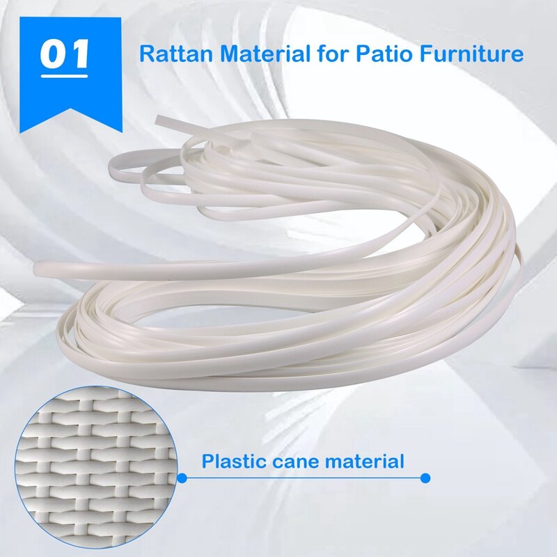 Forniture per la riparazione di vimini materiale in Rattan sintetico, Kit di riparazione di mobili da giardino durevole bianco