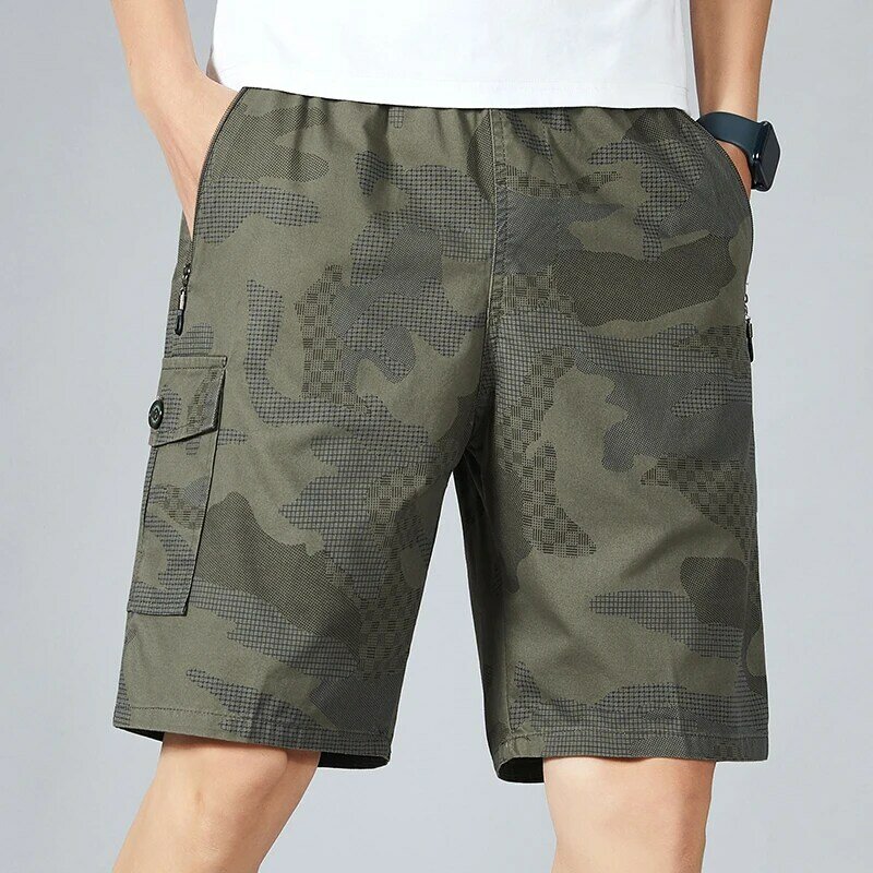 Male Clothes Cropped Shorts Men Cargo Shorts Big Size Relaxed Fit Outdoor Work Shorts Below Knee Bermuda Shorts
