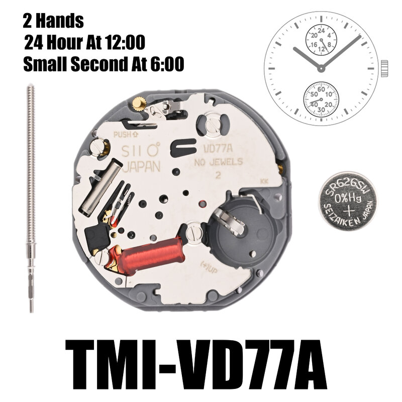 VD77 ruch Tmi VD77 ruch 2 ręce ruch wielooczny Multi-eye (dzień, data, 24 godz., mały s) rozmiar: 10 ½‴ wysokość: 3.45mm