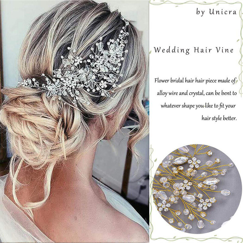 Sisir rambut pernikahan kristal ajaib bando wanita aksesoris bunga hiasan kepala pengantin klip hadiah perhiasan pengantin