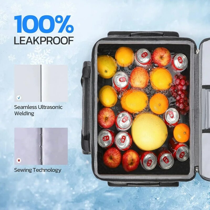 Soft Cooler Bag,Soft Sided Insulated Hard-Bottom Beach Ice Chest Large Leakproof Camping Portable Travel Cooler