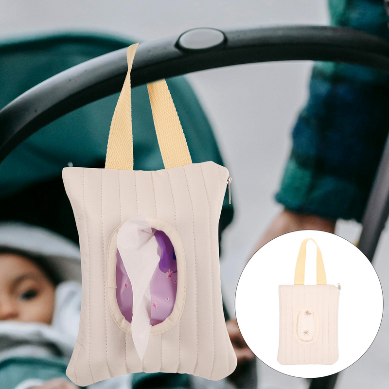 Stroller Organizer Tissue Box Dispenser Baby Stroller Wipes Bag Hanging Organizer Bag