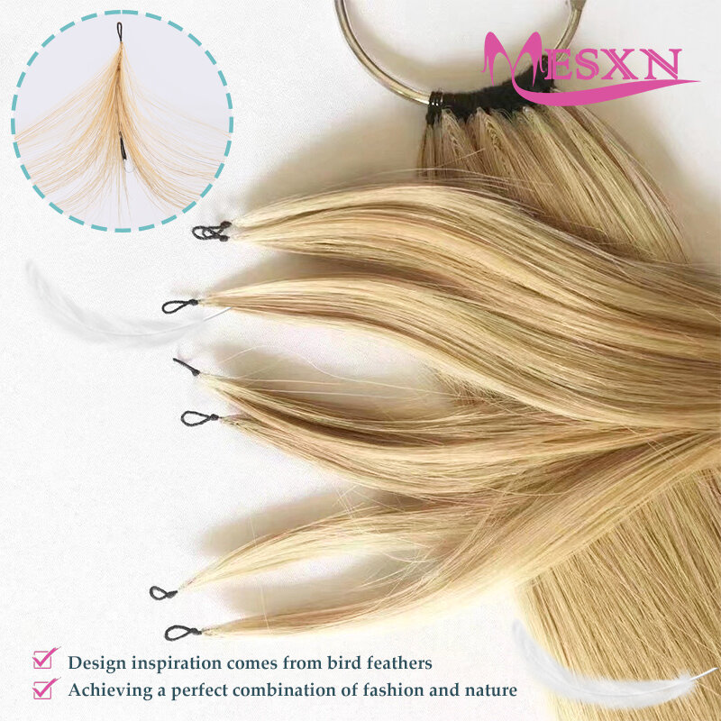 MESXN-extensões naturais de cabelo reto, cabelo humano real, microring extensões de cabelo, loiro 613 cores, alta qualidade, pena, novo