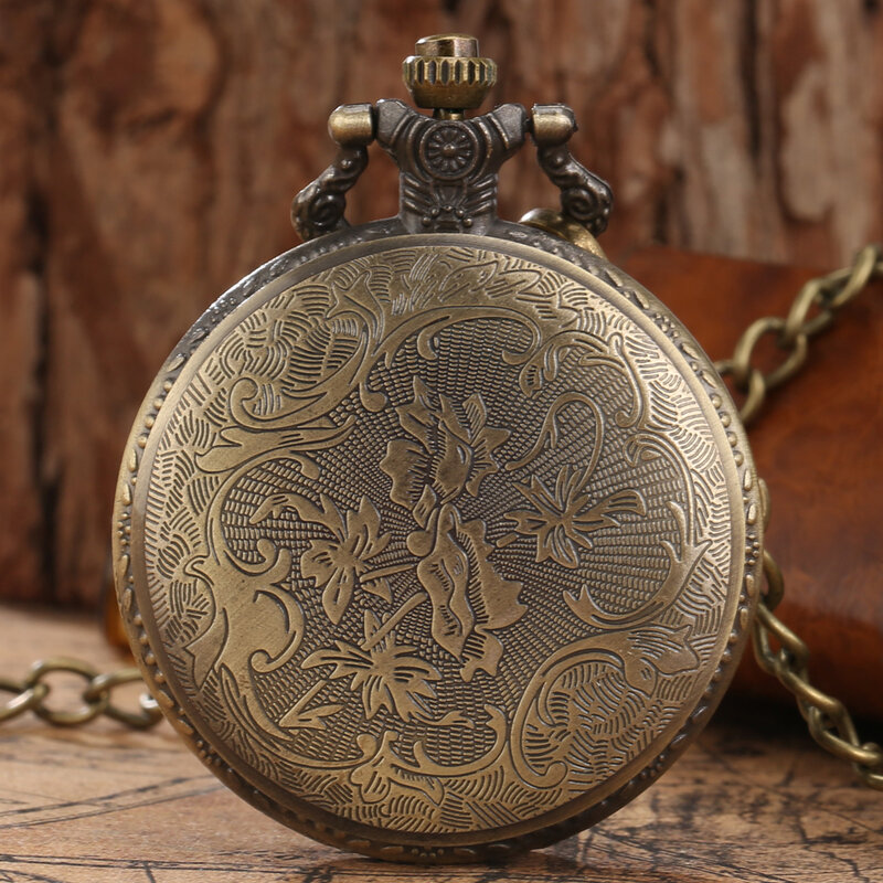Vintage Running Horse Half Hunter orologio da tasca cassa dell'orologio in lega di bronzo numeri arabi orologio da tasca con ciondolo al quarzo regalo Unisex