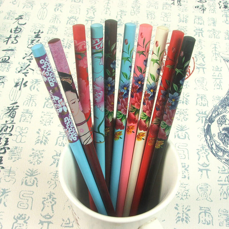 Hot 2ชิ้น/เซ็ต Vintage Hair Pick Sticks ภาพวาดไม้ญี่ปุ่น Hairpins ผม Pins สำหรับธรรมชาติไม้ตะเกียบ