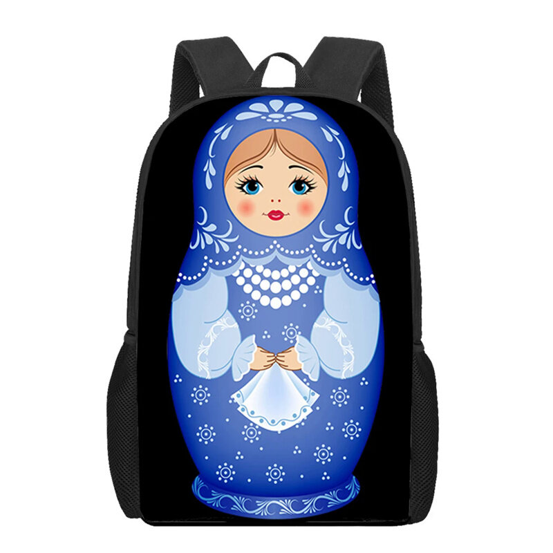 Boneka lucu Rusia Matryoshka Print ransel anak-anak tas sekolah anak laki-laki perempuan remaja tas buku siswa lucu ransel sehari-hari