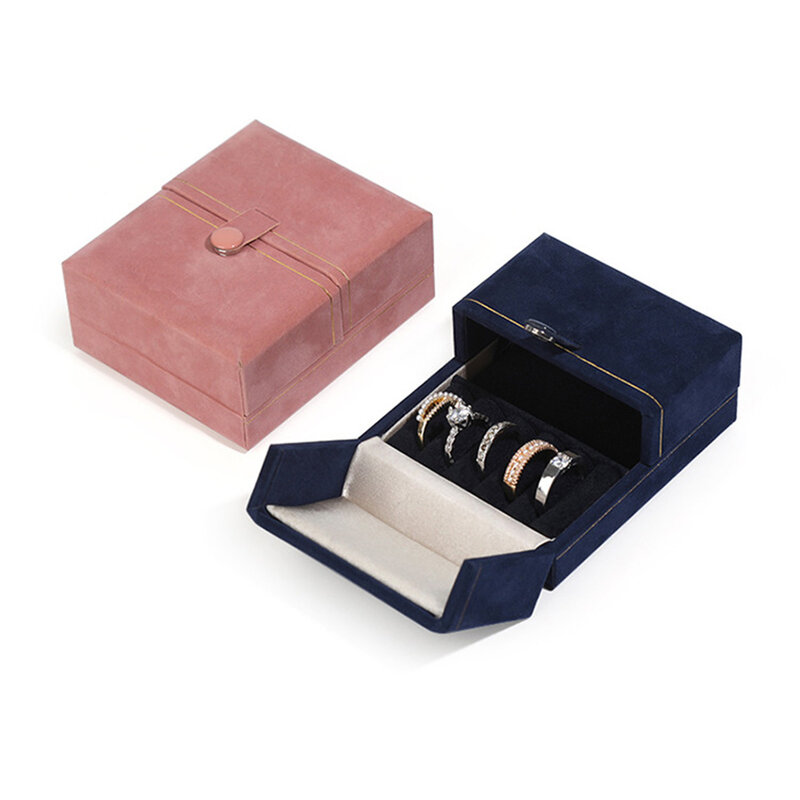 Wysokiej klasy flanelowe zatrzaski podwójne otwarte pudełko do przechowywania biżuterii pierścień Stud naszyjnik wyświetlacz kolekcja Box Travel przenośna biżuteria Box
