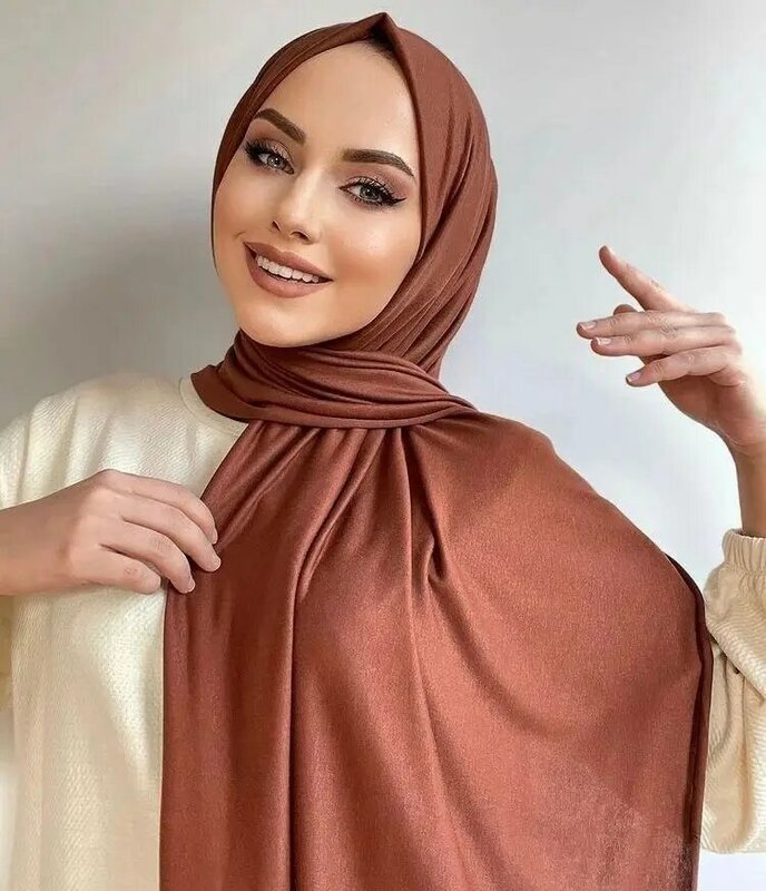 Ramadan Jersey Hijab Scarf For Muslim Women Shawl Stretchy Easy Hijabs Modal Cotton Hijab Scarves Headscarf African Woman Turban