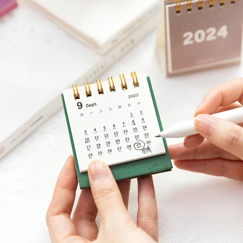 2024 Mini Desk Calendar Simple Paper Calendar Time Management Daily Planner Yearly Agenda Organizer Cute Office Desk Accessories