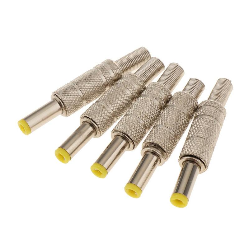 2-4pack 5 Pieces DC 5.5x2.5mm Power Male Plug Welding Adapter Connector Metal