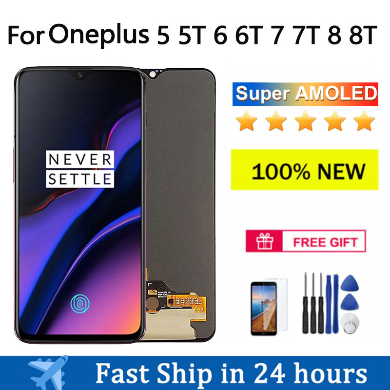 Super AMOLED Display For Oneplus 5 5T 6 6T 7 7T 8 8T 7Pro 8Pro 9 9R 9Pro 10Pro LCD Display Touch Screen LCD Panel Replacement