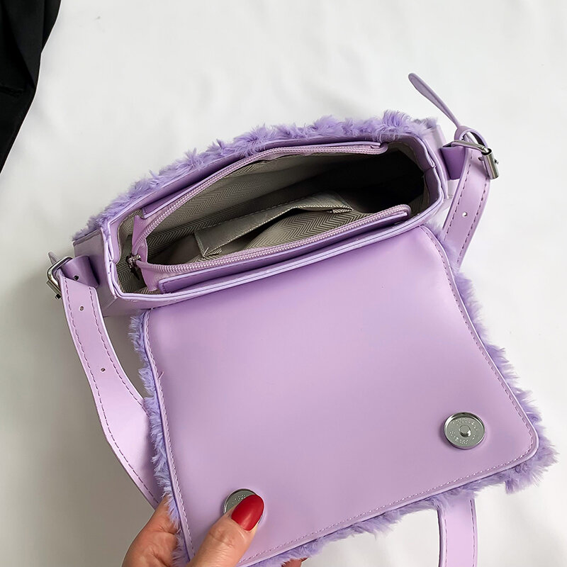 2023 Fashion Winter Single Shoulder Bag Luxury Women's Designer Faux Fur Handbag Designer Underarm Shopper Purse Brand Femme Bag