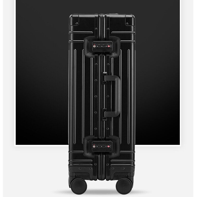 メタリックホイール付きスーツケース,アルミニウム製トラベルバッグ,20インチ,24インチ,26インチ,30インチ