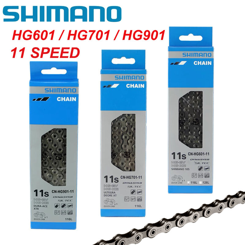 Shimano-Cadena de bicicleta ULTEGRA DEORE XT, 11 velocidades, HG601, HG701, HG901, cadenas para MTB de carretera, 116L, con enlace rápido para M7000, M8000, 5800, 6800