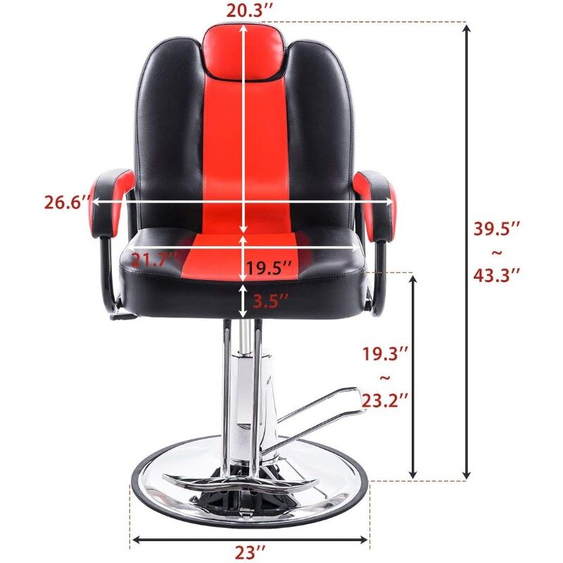 Kursi pangkas hidrolik, untuk Salon rambut dengan 20% kursi ekstra lebar & pompa hidrolik tugas berat, peralatan Salon kecantikan