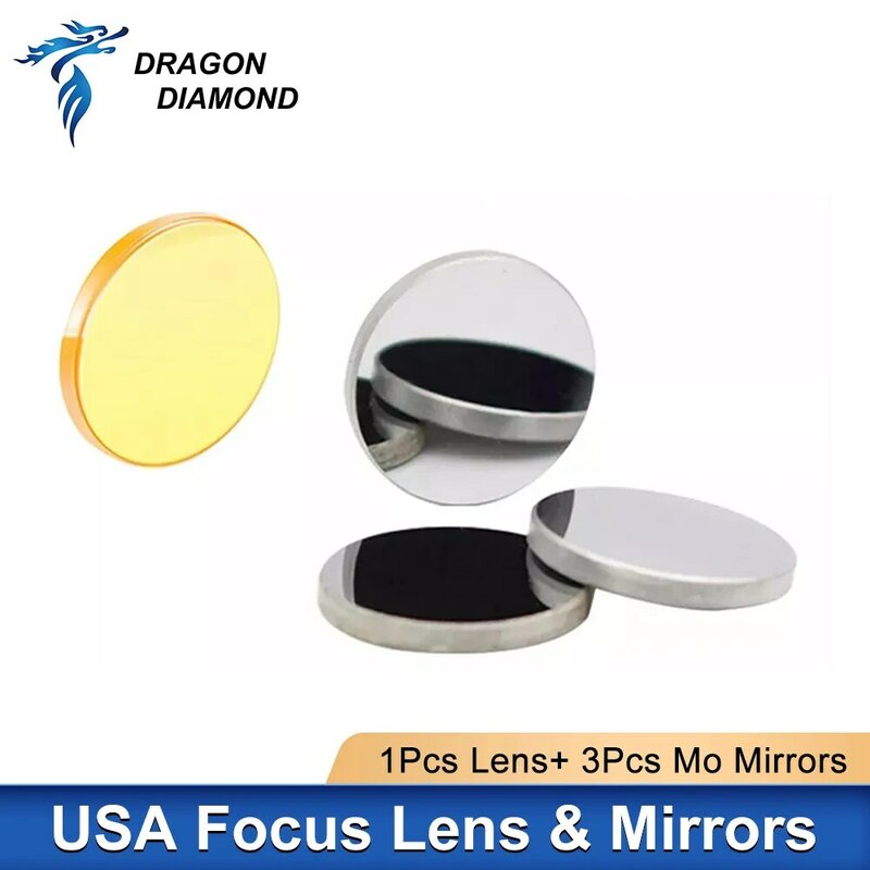 K40 Series USA Focus Lens Laser Engraver Dia.12/18/20mm FL.50.8mm + 3PCS Mo Mirrors 20mm For 3020 Co2 Laser Engraving Machine