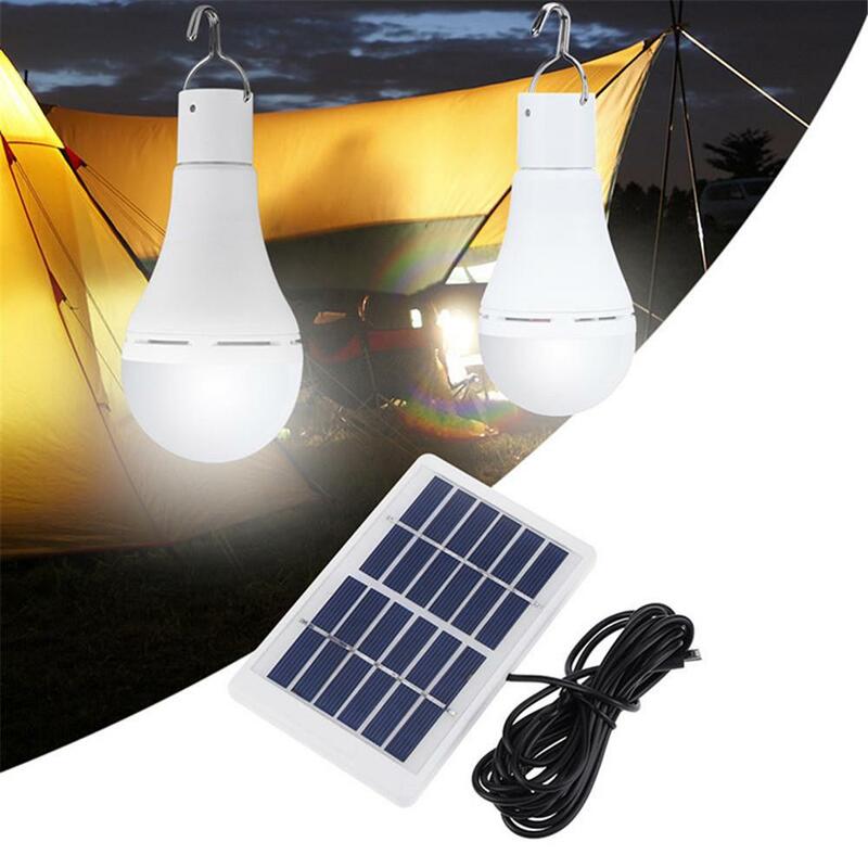 Lampu gantung portabel, bohlam cahaya LED tenaga surya 20 COB mode, lampu bohlam energi dapat diisi ulang USB untuk berkemah luar ruangan, lampu tenda tenaga surya