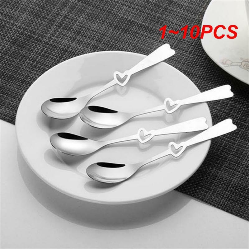 Mirror Polishing Process 12g Heart-shaped Spoon Fork Not Easy Scratch Stainless Steel 410 Cute Stirring Scoop