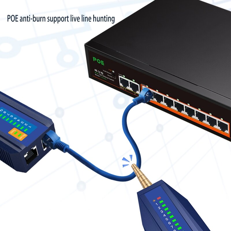 Tracciante di alta precisione POE Test Tracker cavo Lan Tester strumenti di rete POE Anti-burn rete Test veloce filo Tester Dropship