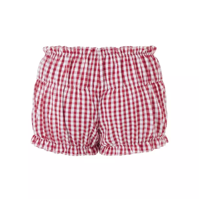 Xingqing Red and White Plaid Shorts y2k Clothes Women Elastic Waist Ruffles Cake Shorts Bottoming Sweet Girl Lolita Pettipants