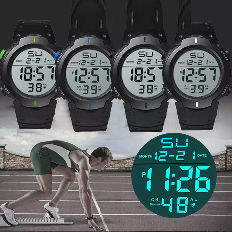 Relojes deportivos LED para hombre, Reloj Digital multifunción, de goma, electrónico, para atletas