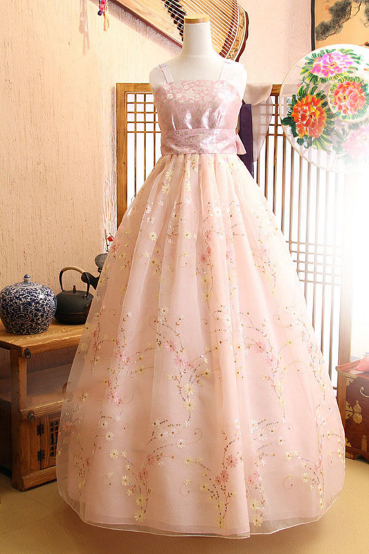 فستان هانبوك نسائي شهير موضة 2020 فستان زفاف عروس تقليدي كوري تنورة دانتيل Gfit