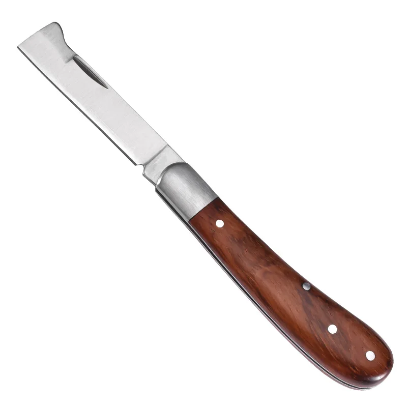 Couteau de greffage pliant professionnel avec manche en bois, outils d'élagage, coupe-arbre fruitier de jardin
