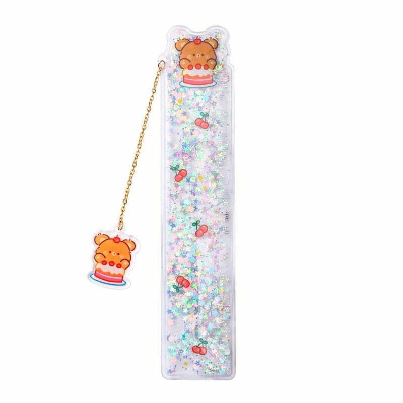 Multifunctional Kawaii Students School Stationery Office Pendant Rulers Book Markers Quicksand Bookmark Ruler Dividing Ruler