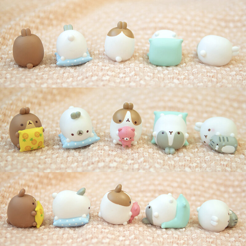 Genuine Korean 5cm Figure MOLANG Rabbit Series Potato Rabbit 5 Sets Gift Box Packaging Anime Toys Cute Model Birthday Girl Gift