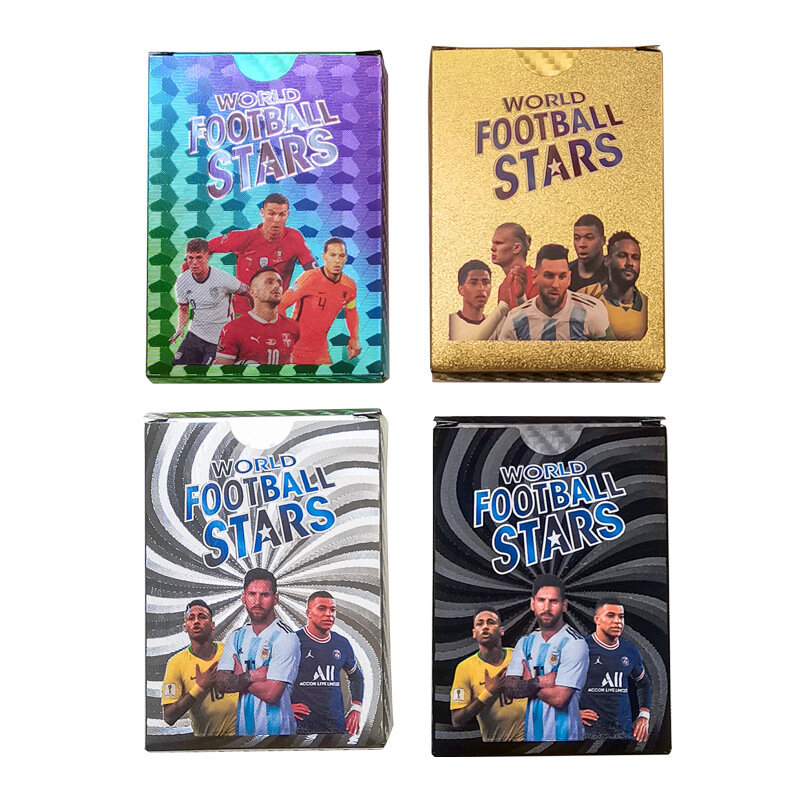 Kartu sepak bola emas perak warna-warni bola kartu Superstar tanda tangan terbatas bola dunia koleksi Bintang kartu pemutar hadiah penggemar