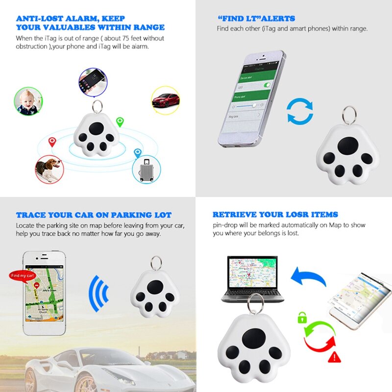 8Pcs Car GPS Tracking Locator Bluetooth Anti-Lost Device Wallet Loss Alarm Smart Car Key Two-Way Finder Locator Alarm