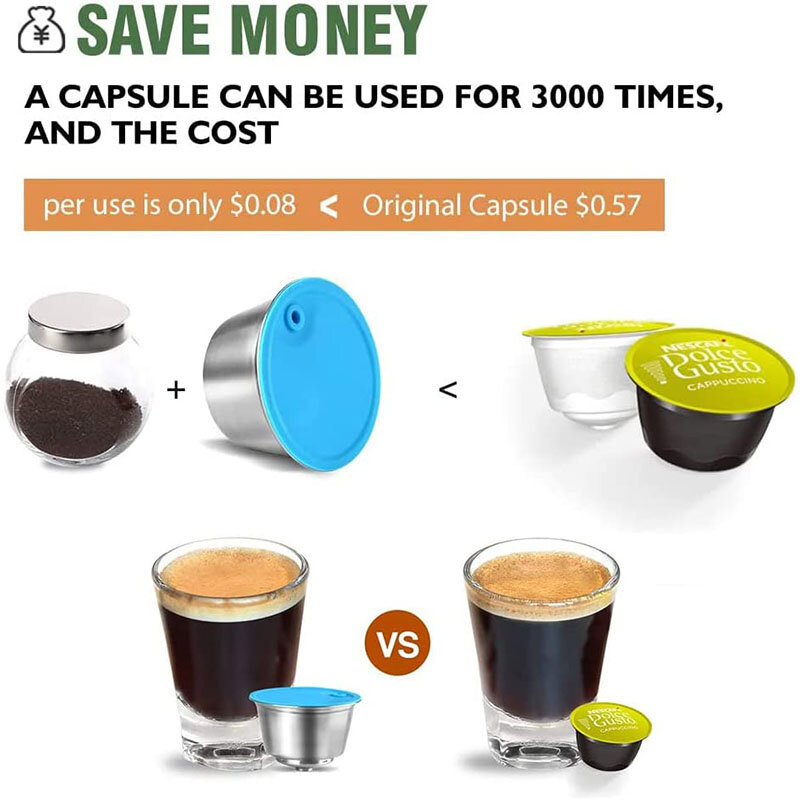 i Cafilas Rechargeable Coffee Capsule for Dolce Gusto Stainless Steel with Nescafe Dolce Gusto models Not suitable for Nespresso