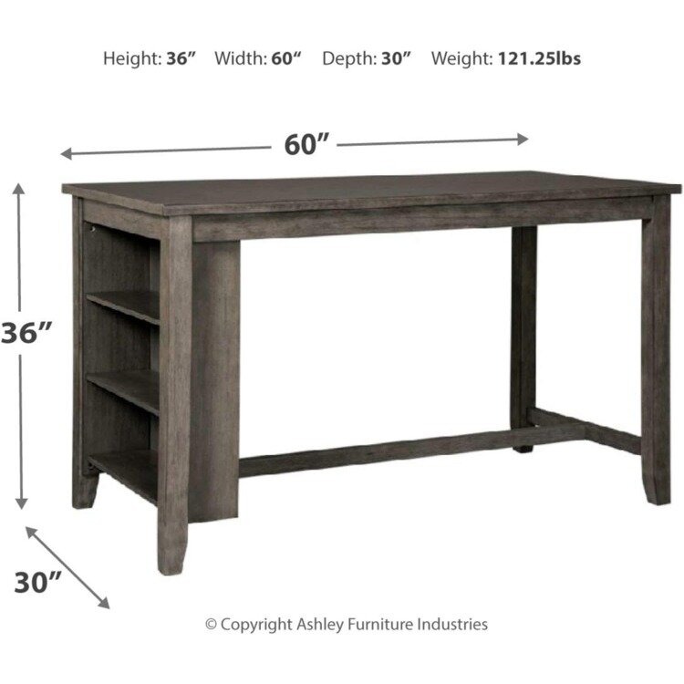 Дизайн Ashley Caitbrook, деревенский высокий обеденный стол с хранилищем, темно-серый