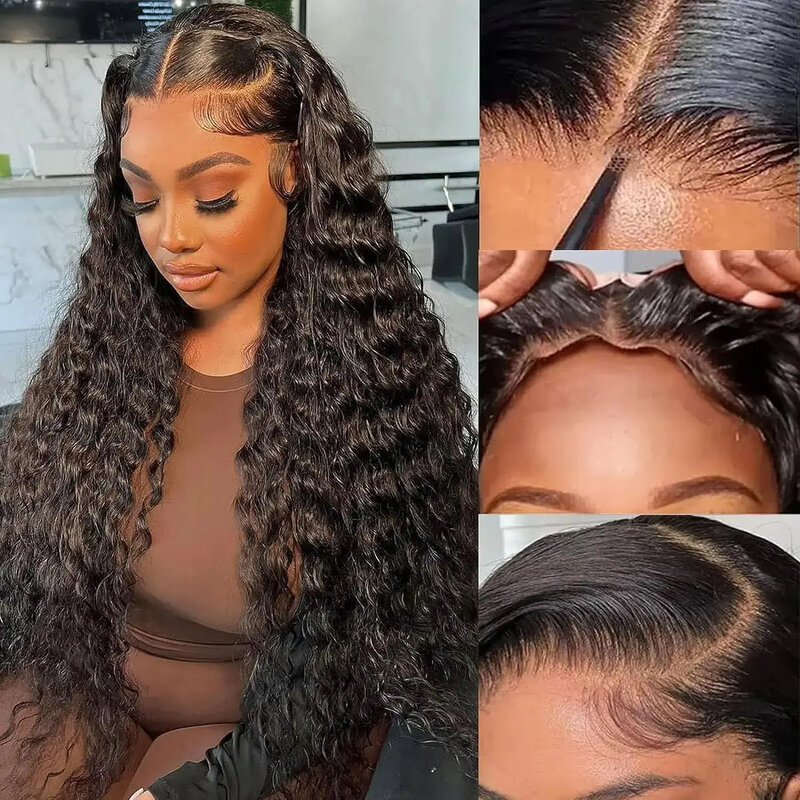 Deep Curly 13x6 HD Lace Frontal Wig Deep Wave Lace Front Wig Glueless Wig Human Hair Ready to Wear Glueless 6X6 Lace Closure Wig