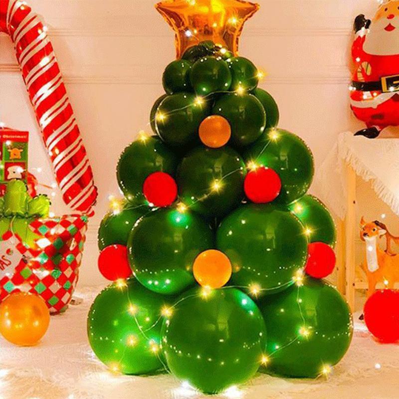 Kit balon berdiri tiup Natal balon lateks hijau Natal Set alat untuk perlengkapan pesta Natal