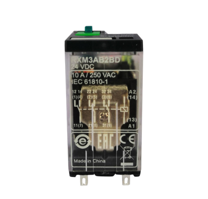 RXM3AB2BD Miniature plug-in relay, 10 A, 3 CO, LED, 24 V DC