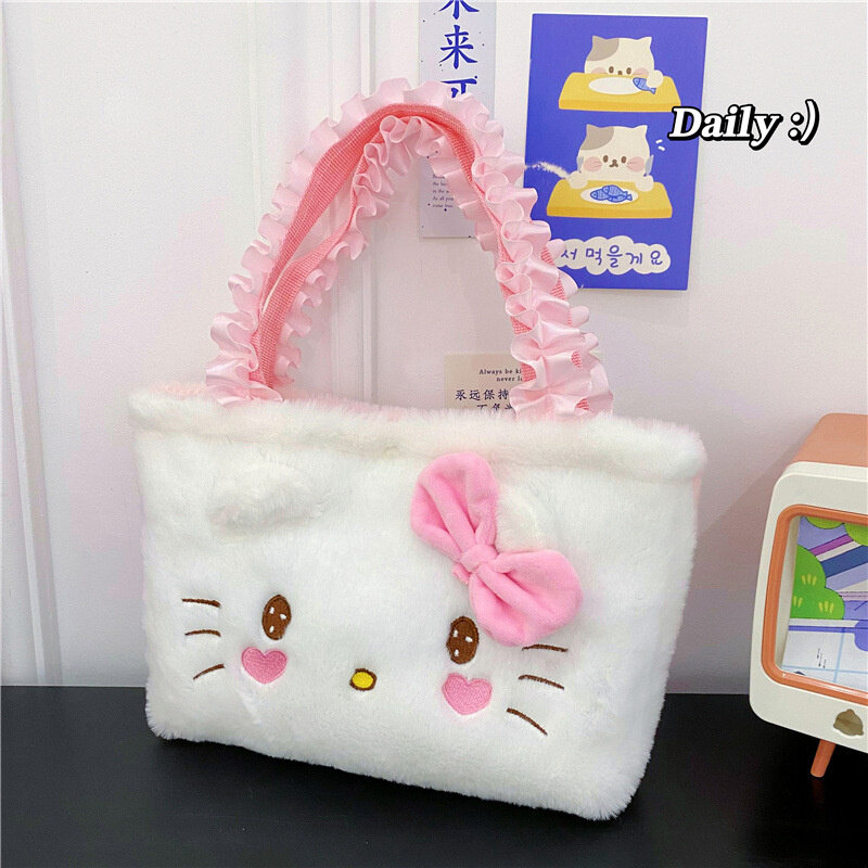 Hallo Kitty Plüsch tasche Kawaii Sanrio Anime Handtasche Cinna moroll Kuromi Melodie Cartoon weiche Sachen Schulter Kosmetik taschen Mädchen Geschenke