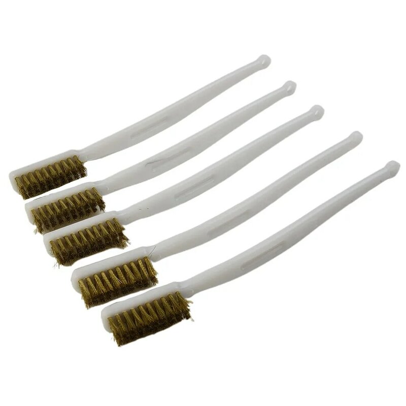 Accesorios prácticos de cepillo de alambre de latón, 17,5x1,2x2cm, 5 piezas de limpieza para dispositivos industriales, pulido para el hogar