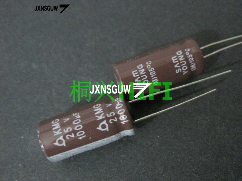 20 pces originais samyoung kmg 25v1000uf 10x20mm brown alumínio capacitores eletrolíticos 1000uf/25v 105 graus 1000uf 25v
