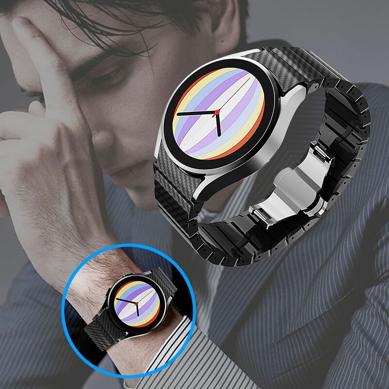 Carbon Fiber Strap for Samsung Galaxy Watch, No Gap Bracelet for Galaxy Watch 6, 5, 4, 6, 5, 4, 40mm, 44mm, 45mm, clássico, 47mm, 43 milímetros
